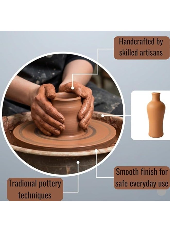 طقم زجاجة ماء تقليدية مصنوعة يدويًا من الفخار مع كوب، يتضمن إبريق ماتكا بسعة 1.2 لتر وكوب بسعة 300 مل (عبوة من 1)، مصنوع من الفخار الطبيعي لحفظ الماء البارد - Image 2